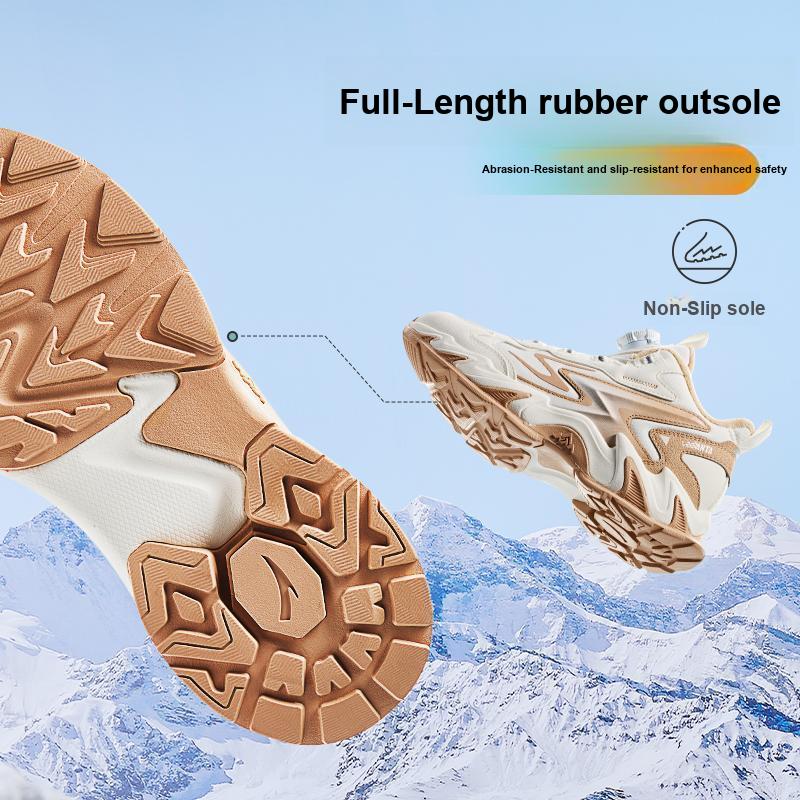 Anta Kids Mountain River Synthetic Leather Mesh Warm Lightweight Shock Absorbing Mid-Top Casual Shoes Kids Casual Shoes White Light-Brown A22446933-2