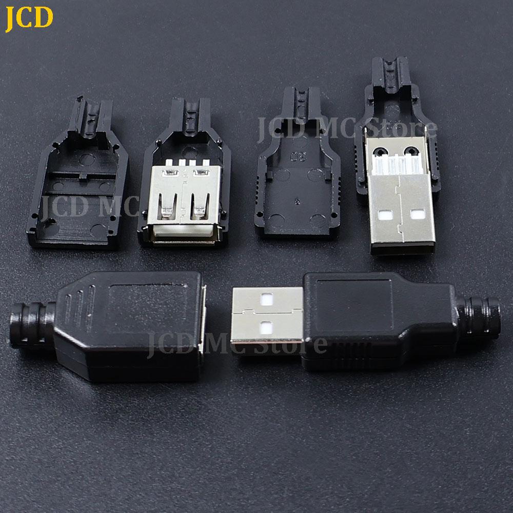10-50Pcs USB Type A 4Pin Connector Male Female Socket With Black White Plastic Cover USB 2.0 Type-A 4 Pin Soldering DIY Kits