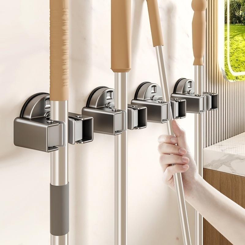 No Need To Drill Suction Cup Mop Rack, Mop Wall-mounted Clip, Broom Hook, Bathroom Door Behind Storage Rack, Kitchen Hook Clip