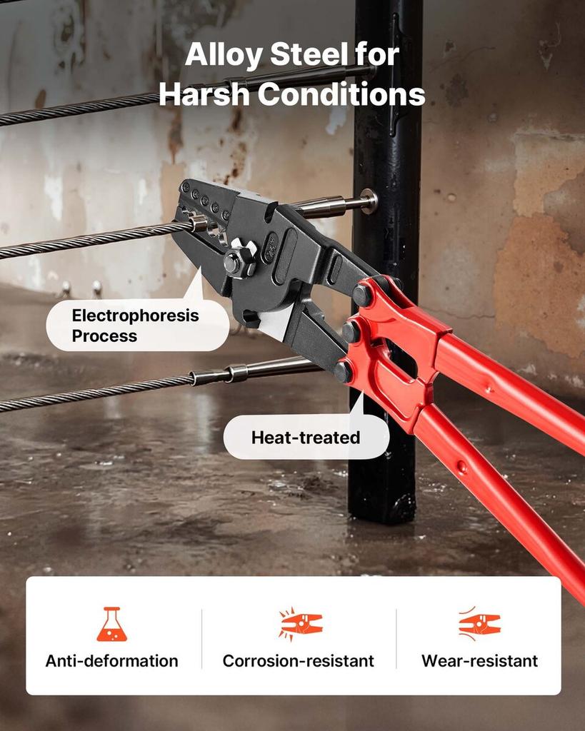 24 Inch Hand Swager Crimper 5 Cavity 1/16 to 3/16inch Swaging Tool for Copper Aluminum Oval Sleeves and Stop Sleeves Wire Rope Crimping Tool Propress