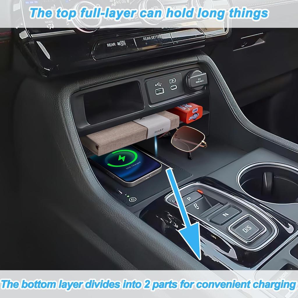 Upgraded Center Console Organizer For  2024 2025 Honda Pilot/2026 Honda Passport Accessories ABS Plastic Material Ert Divider Storage Box Car