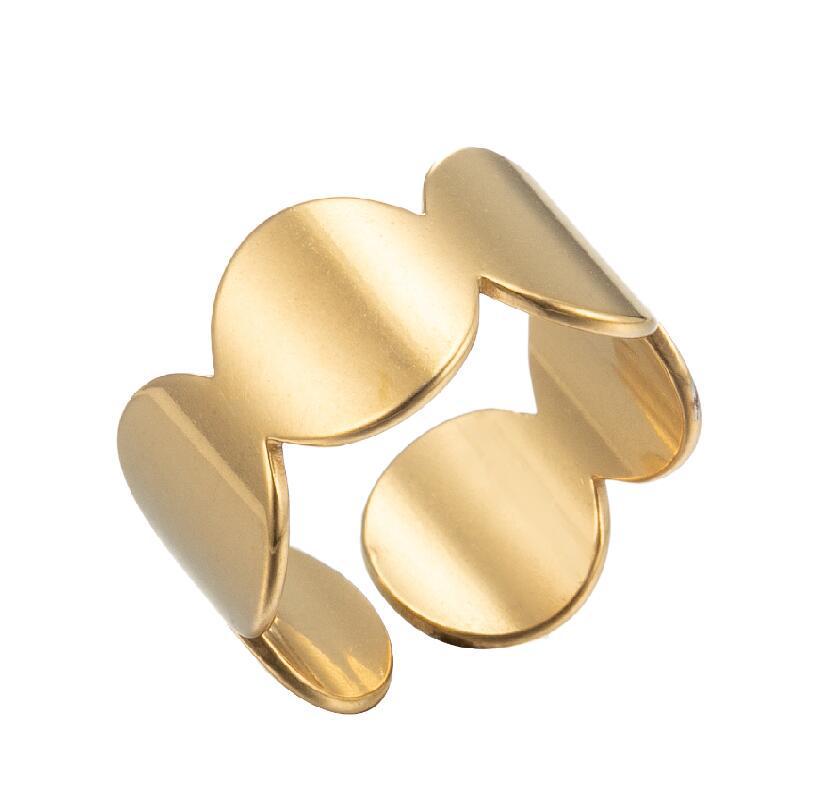 Women's Gold Geometric Cutout Wide Band Cross Ring - European & American Hip Hop Style