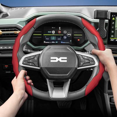 Adequado para Capa de Volante Dacia, Design Esportivo Ondulado, Couro Respirável, Capa Protetora Segmentada Antiderrapante Absorvente de Suor para San