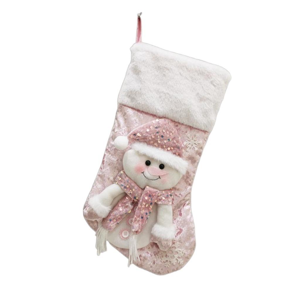 Cartoon With Sequins Christmas Stockings Santa/Snowman/Elk/Bear 3D Christmas Gift Bag Large Capacity Christmas Socks Fireplace