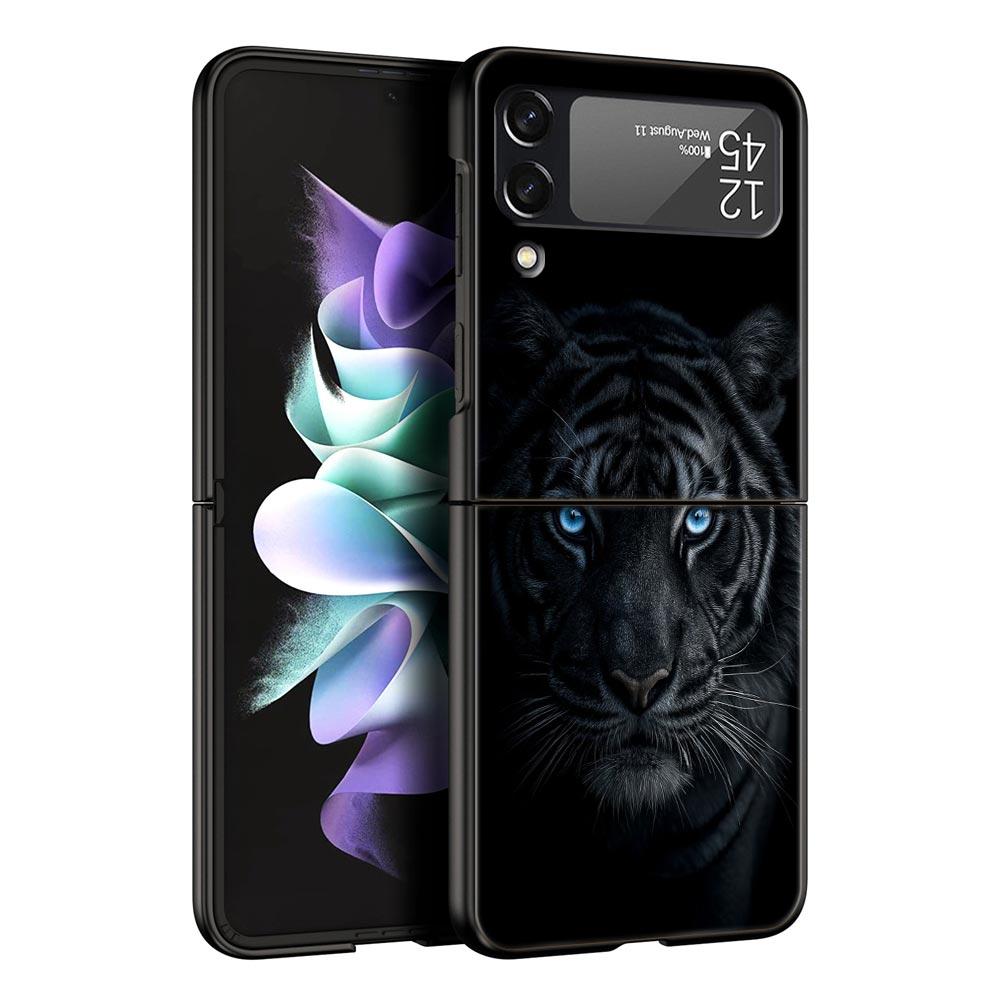 Concise Lion Pattern Phone Case For Samsung Galaxy Z Flip3 Flip4 Flip5 Case Shell For Z Flip 3 4 5 6 7 Hard Folding Cover