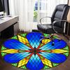 1pc Mandala Stained Glass Office Round Rug, Non-slip, Soft and Durable Office Rug for Interior Decoration, Perfect for Office, Beautiful Decoration yy
