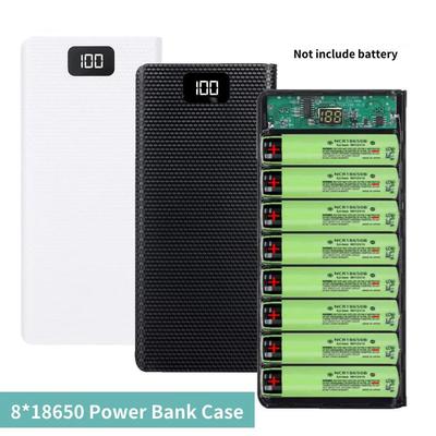 Boîte de Rangement Chargeur de Batteries 8*18650 Power Bank LCD pour Batteries Support de Batteries Type C Double USB 5V Sans Piles