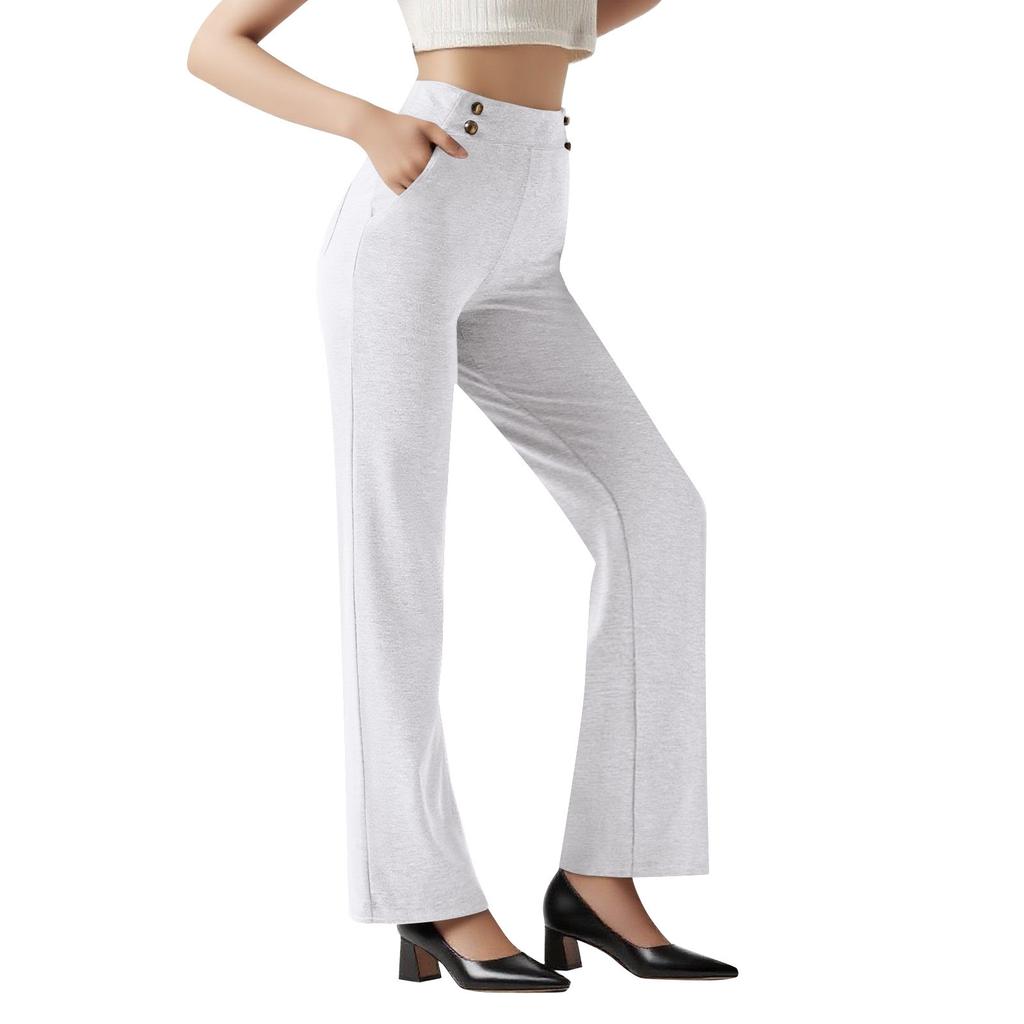 Women's Wide Leg Pants High Waist Stretch Work Pants Business Casual Pants Pockets