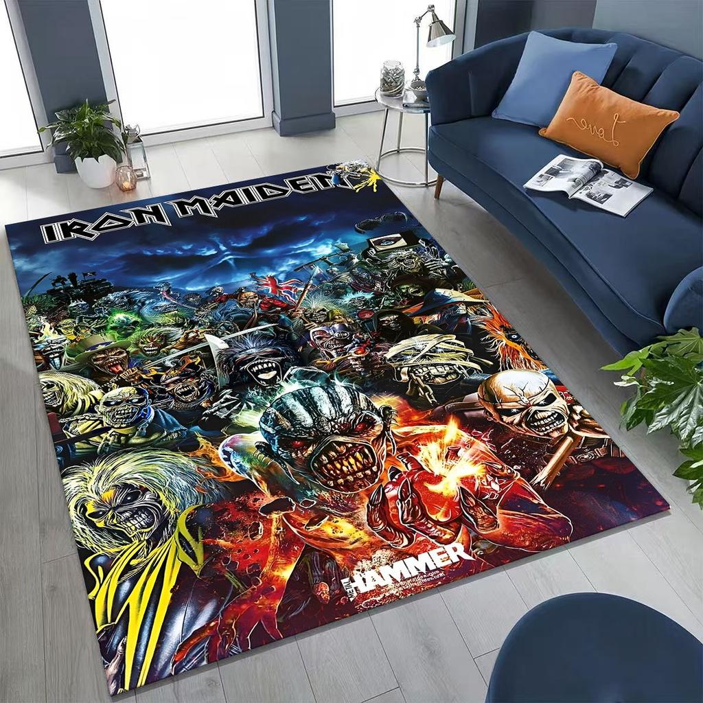 3D I-Iron-Maidens Music Band Art Carpet Rug for Bedroom Living Room Sofa Home Doormat Decor,Large Kids Non-slip Floor Mat
