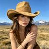 Unisex Suede Western Cowboy Hat Solid Color Versatile Jazz Hat