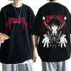 T-shirt Graphique Anime Chainsaw Man Yoru Asa Mitaka Police Métallique Rouge Recto Verso Double Face Noir Unisexe Oversize Coton Y2K