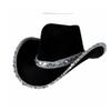 Cappello da Cowboy Rosa con Corona Bordata d'Argento per Festa in Maschera