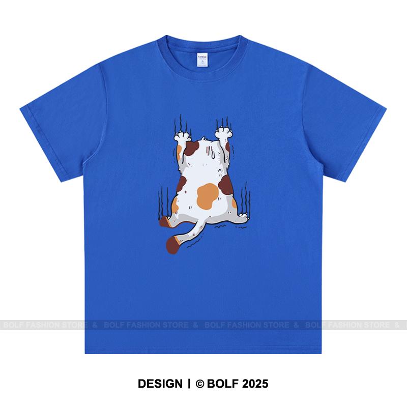 Kawaii Katt Herr T-shirt 100% Bomull Oversize Chibi Kattunge Grafiska T-shirts för Män Söt Djurälskare Japansk Streetwear