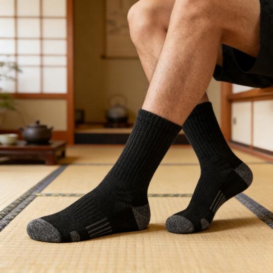 5 Pairs Men Sports Socks Breathable Athletic Crew Socks Color Block Stretchy Cushioned Socks for Workout Jogging Exercise Daily Wear