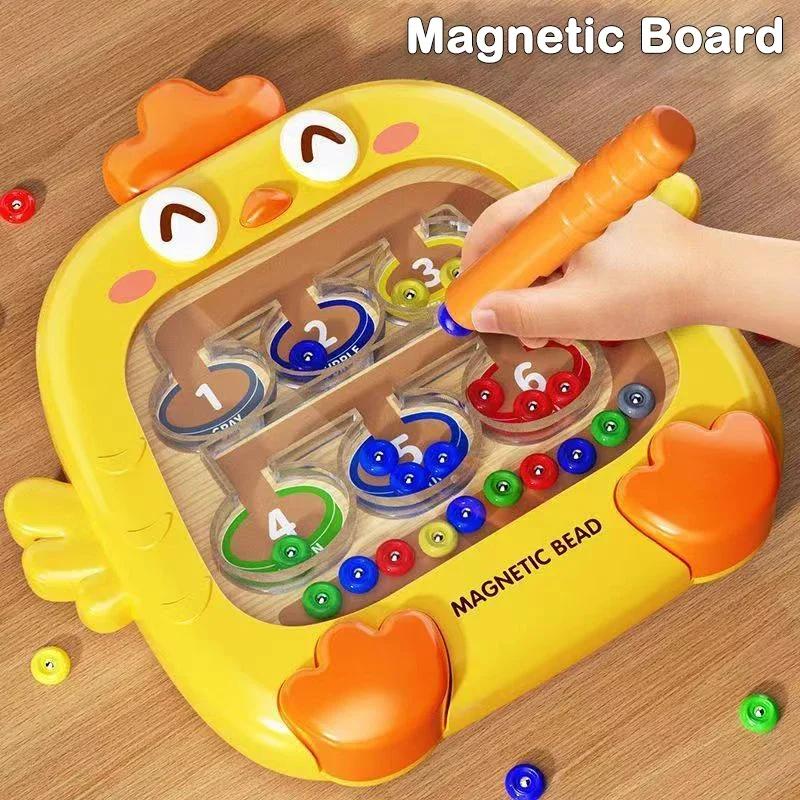 Montessori Magnetic Color Sorting Number Maze Board Pen Moving Bead Games Fine Motor Skills Educational Toys for Kids Boys Girls