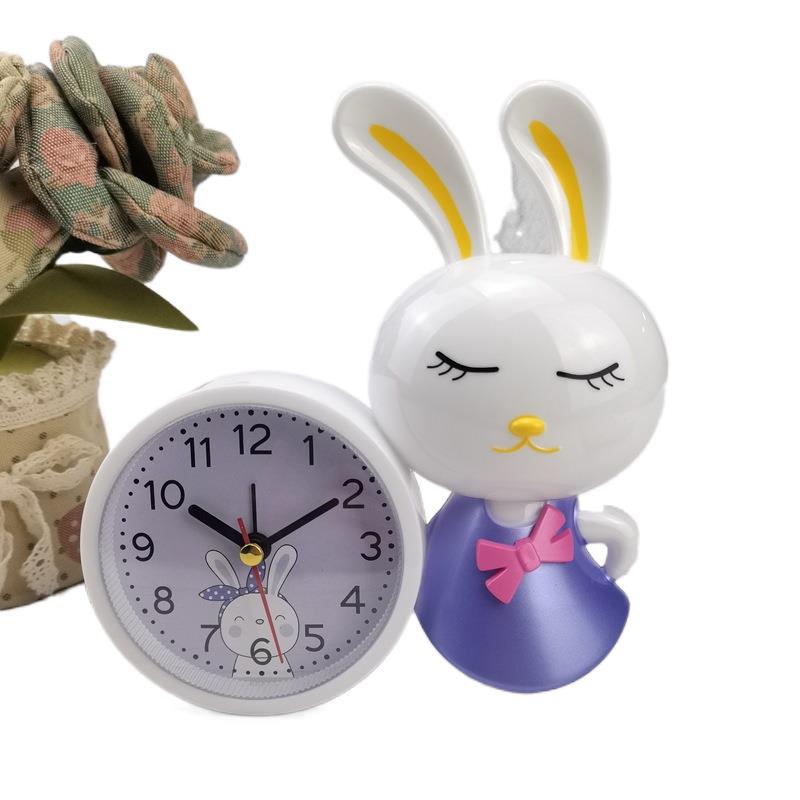 Cute children's alarm clock mute bedroom bedside clock cute rabbit student cartoon clock home clock DC030