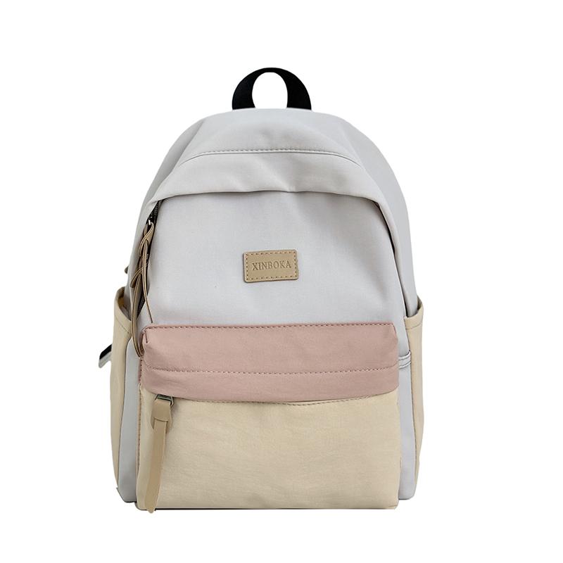 Contrast Color Backpack Junior High School Student Schoolbag Women's Lightweight Backpack