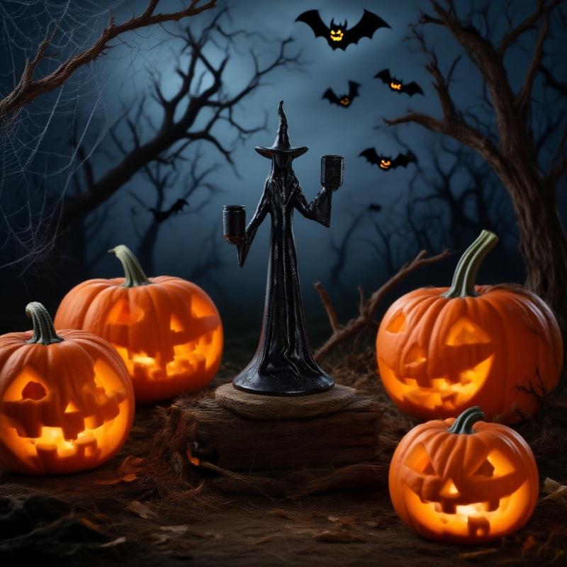 Halloween Witch Sculpture Candle Stand With Base Durable Resin For Party