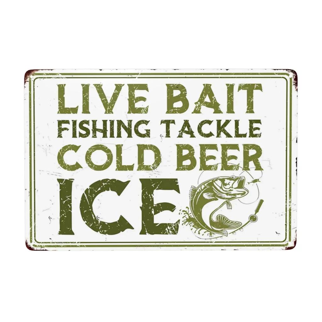 1pc Vintage Fishing Metal Signs Fish Cabin Lake House Sign Gifts for Fisherman Fishing Wall Art Funny Decor for Home 8x12 Inc