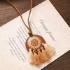 Elegante Boho Lange Halskette Damen Mode Brauner Anhänger Halsketten Retro Pullover Kette Schmuck