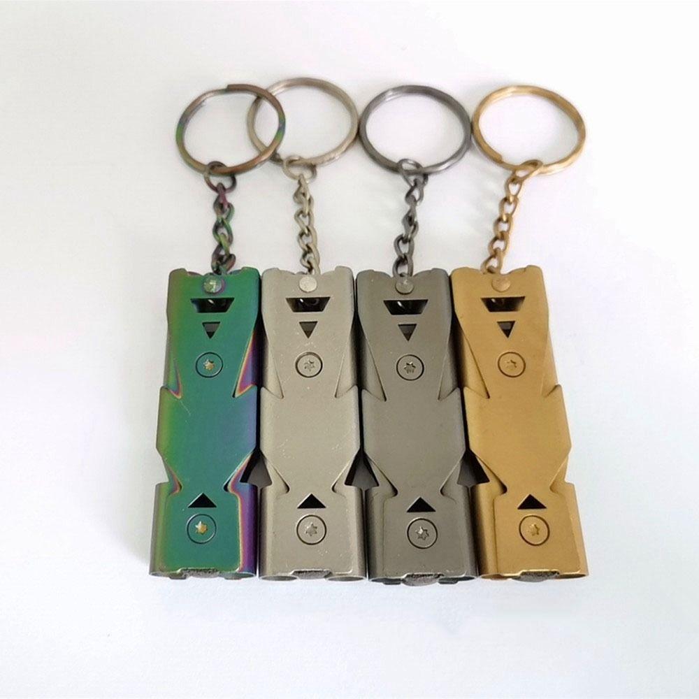 6 Colors High Decibel Whistle Stainless Steel Double Pipe Whistle Camping Hiking Tool  Outdoor Tool