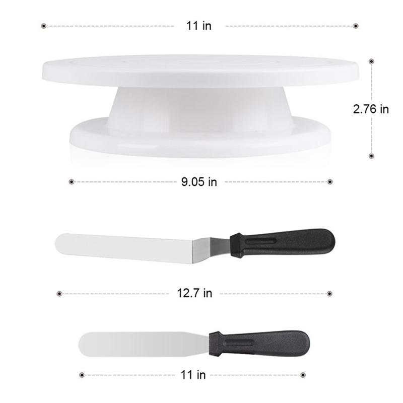 J1UL1N Cream Scraper 11 Inch Rotating Cake Turntable 6 Piece Cake Decorating Kit Includes 2 Icing Spatulas And 3 Scrapers