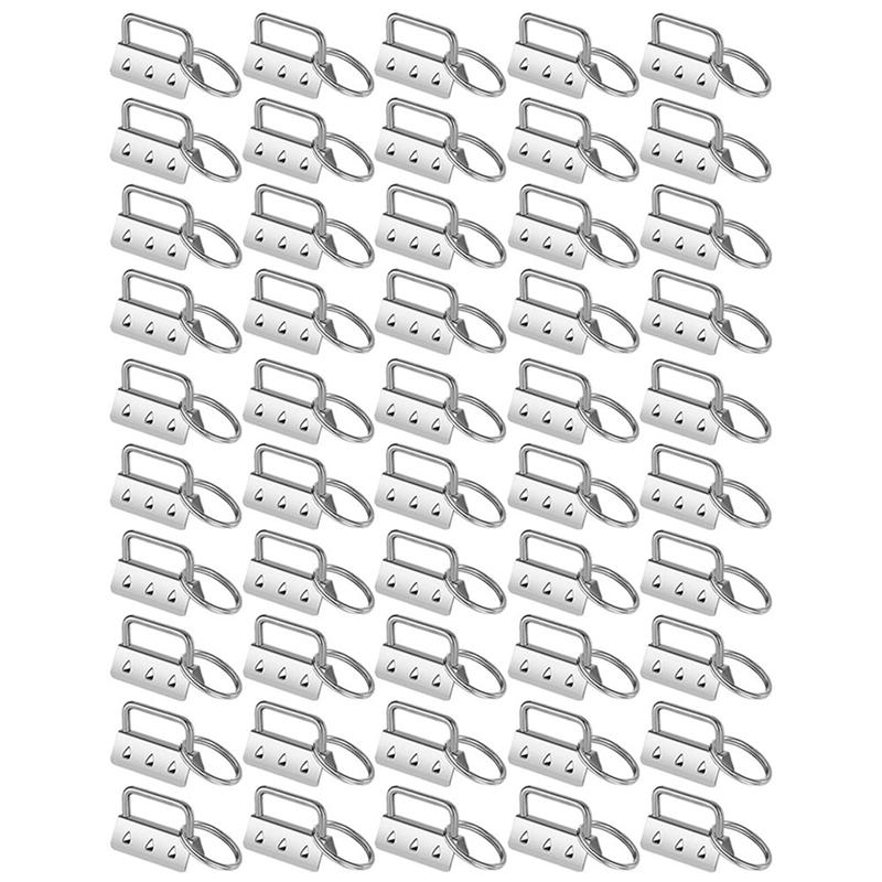 ABWR-100Pcs Key Fob Hardware With Split Rings Set Tail Clips For Wristlet Clamp Lanyard Keychain DIY Tool With Ring