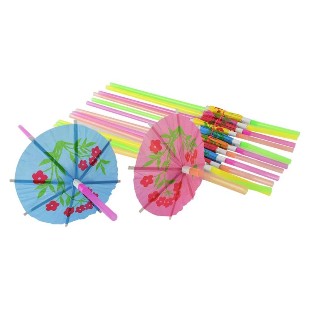 100pcs Mixed Color Umbrella Straws Plastic Parasol Drinking Straws  Summer