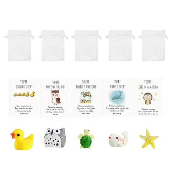Employee Appreciation Gifts Bulk for Coworkers Thank You Gift Set with Inspirational Note Cards And Resin Animals for Office Volunteer Staff Teachers