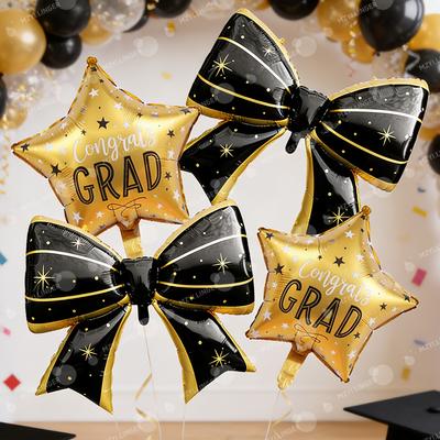 Bow Graduation Season Decoration Balloon Stripe Bow Balloon for Graduation Season Indoor and Outdoor Decoration Photography Prop