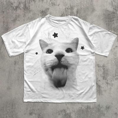 Funny Y2k Cat Tshirt Silly Cats Tee 90s Retro Kitten Shirt Ironic Shirts Vintage Graphic Tees Comfort Colors Meme Tshirt