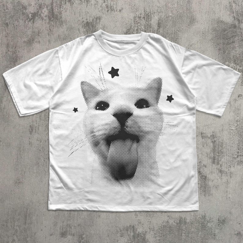 Funny Y2k Cat Tshirt Silly Cats Tee 90s Retro Kitten Shirt Ironic Shirts Vintage Graphic Tees Comfort Colors Meme Tshirt S