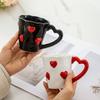 Cute Cartoon Love Handle Ceramic Mug for Milk Coffee Hand Painted Design