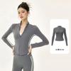 Women’s Autumn/Winter Yoga Suit: Slimming Stand Collar Zipper Jacket with Long Sleeves for Running, Training, and Fitness