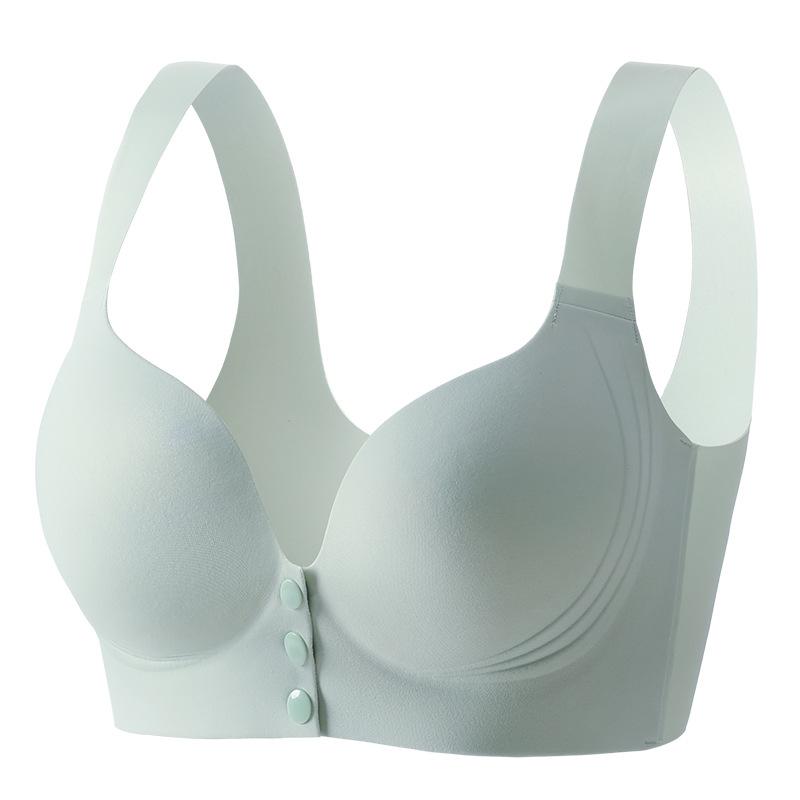 Seamless Underwear Women's Front-buttoned Bra No Underwire Gathering Bra Thin Vest Bra Push Up Bra