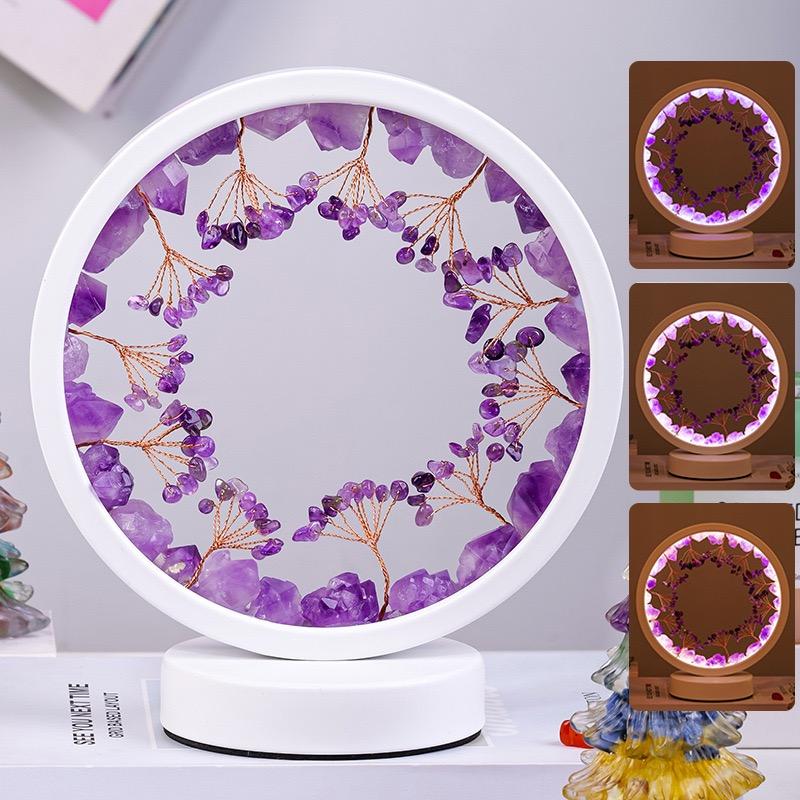 Natural Amethyst Crystal Lamp USB LED 3 Color Dimmable No Flicker Night Light StrongHorse Luxury Home Decor Artistic Gift