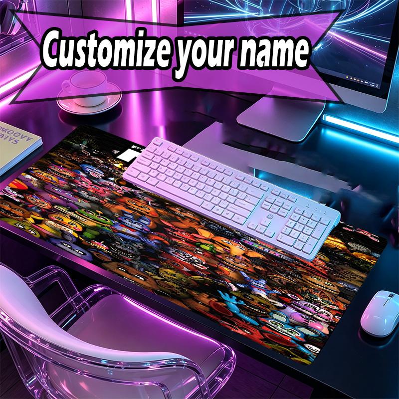 Custom Name Personalized Five Nights At Freddy's Pattern Mousepad, Laptop PC Desk Mat, Decorative Desk Mat for Home Keyboard Pad Gift