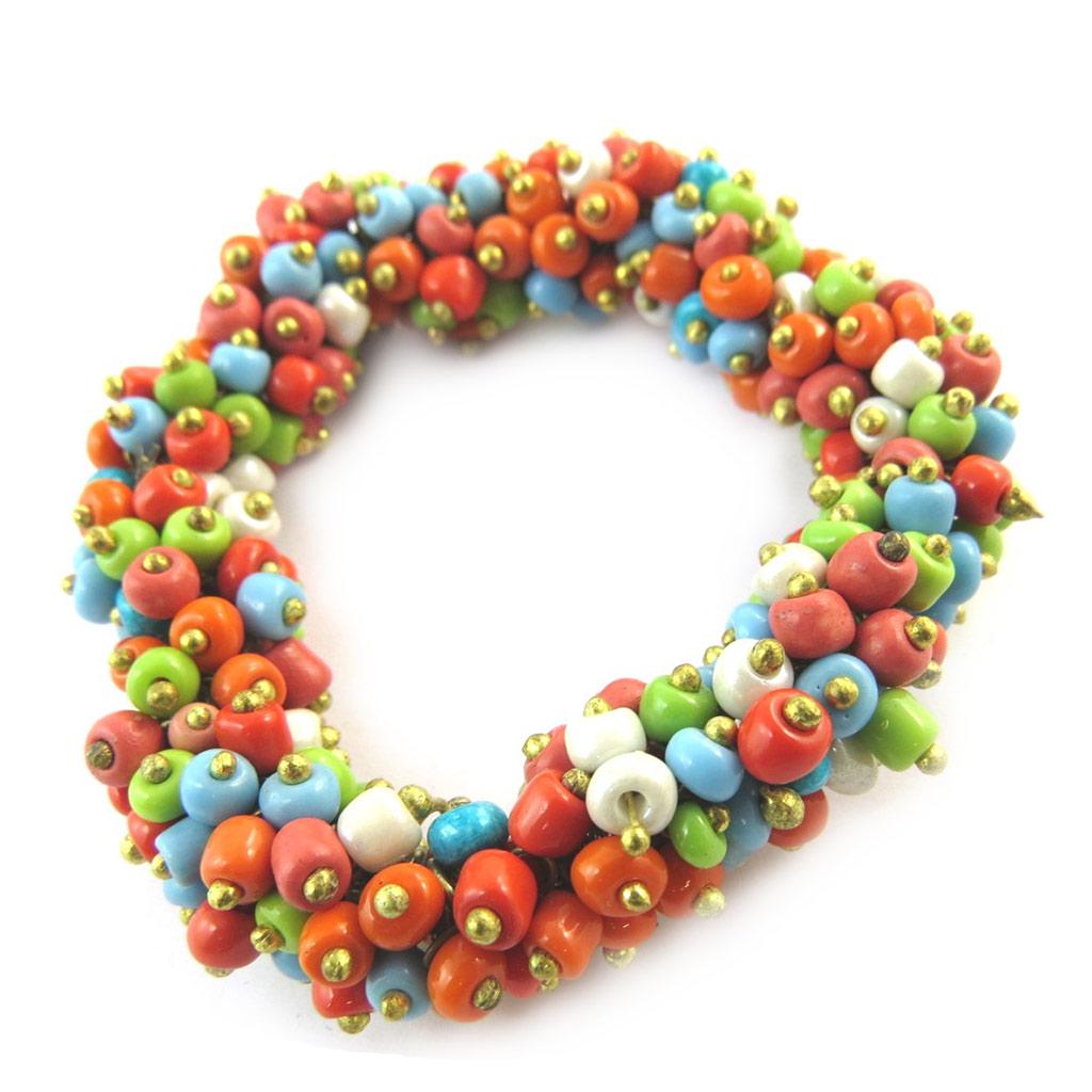 Les Trésors De Lily [N7197] - Bracelet fantaisie 'Kilimanjaro' orange vert bleu