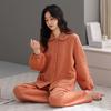 Sandwich Pure Cotton Pajamas Women's Autumn and Winter Mother's Warm Air Cotton Padded Large Size Winter Loungewear Set