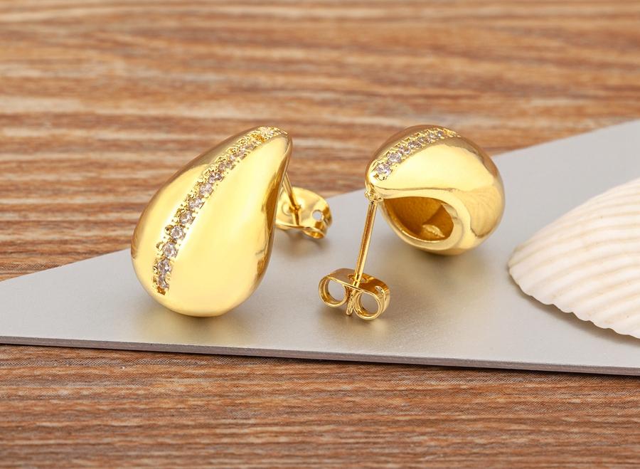 Nidin Classic High Quality Water Drop Shape Gold/Silver Color Women Girls Fashion Zircon Earrings Wedding Jewelry New Year Gift