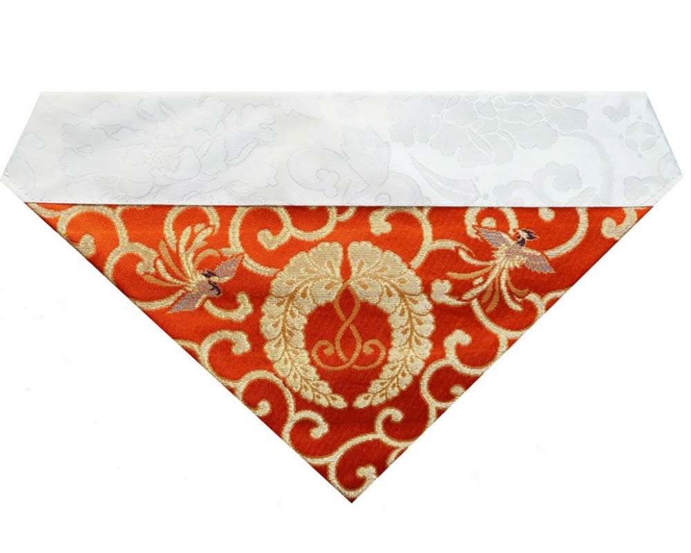 

Triangular woven cloth with a downward wisteria pattern, size 30 (Kyoto size), Jodo Shinshu Honganji (West), [Buddhist altar accessory] (red)
