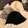 1PC Knitted Slimming Hat Oversized Fisherman Hat Fashionable Lace Elegant Trimmed Korean Bucket Warm 53-60cm