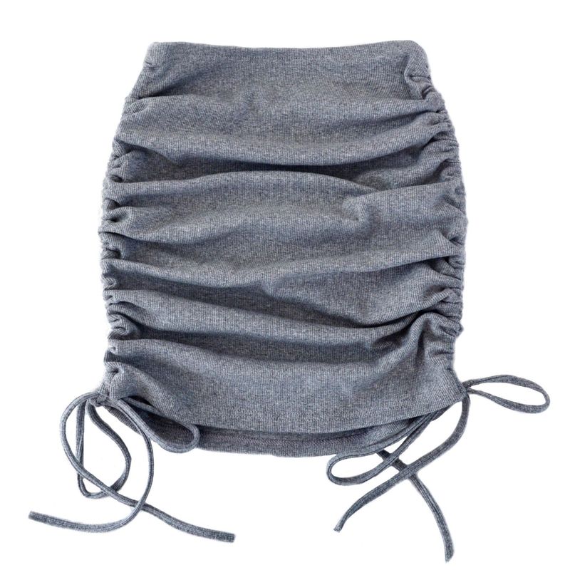 

Sexy Drawstring Pleated Hip Wrap Skirt Sexy Drawstring Ruffle Bodycon Dress Grey XL
