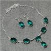 Apatite Quartz Oval Shape Gemstone Solitaire Jewelry Set Gift Necklace Earrings