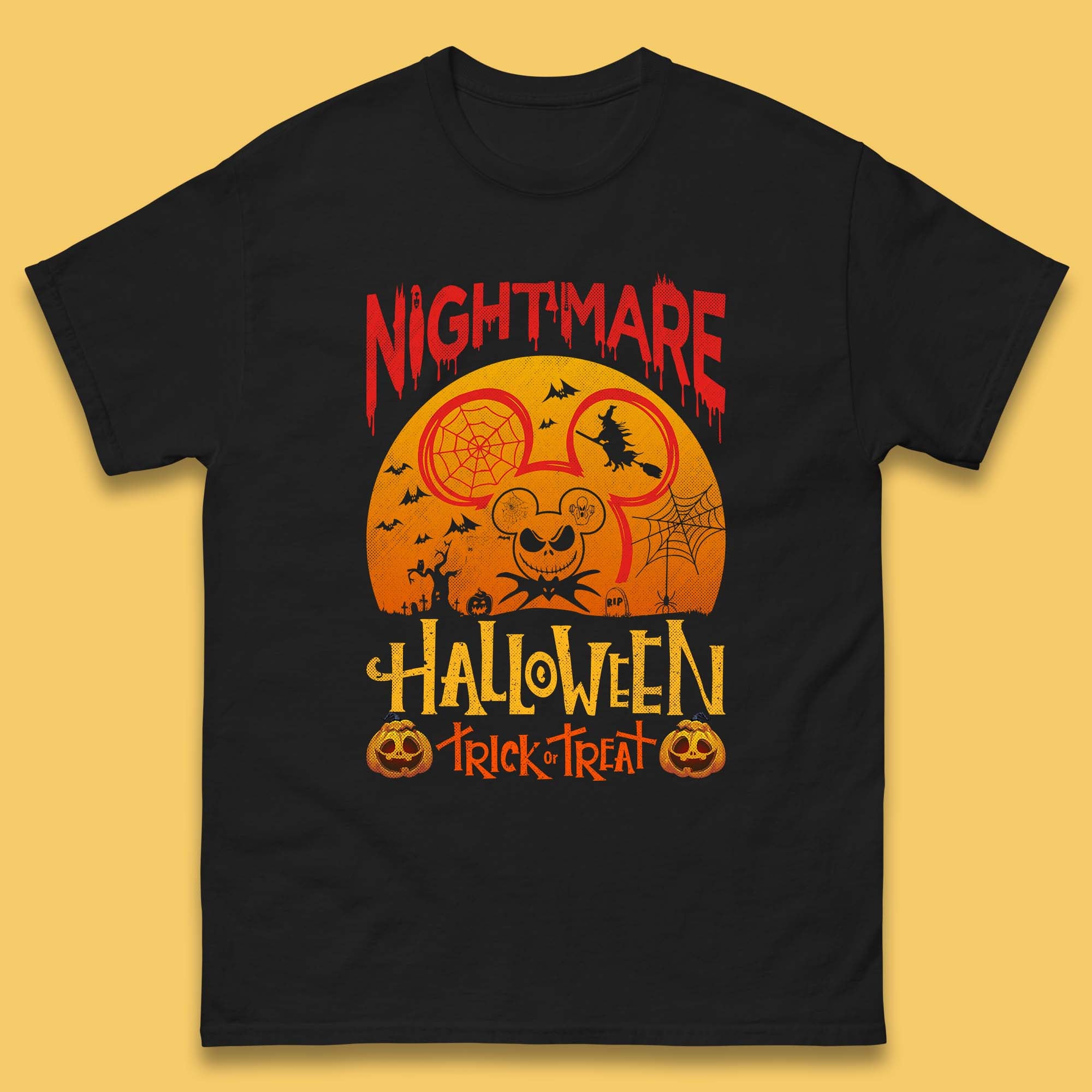 Halloween Trick Or Treat Mens T Shirt Womens Tops Tees Mickey Mouse Jack Skellington Top 4XL