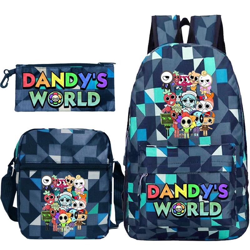 Neue Dandy-Welt Peripherie Druck Schultasche Student Lässige Federtasche Umhängetasche Dreiteiliges Set