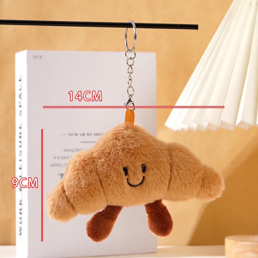 Croissant Schlüsselanhänger Cartoon Design Kawaii Plüschtier Anhänger für Autoschlüssel Tasche Anhänger Mädchen Geschenk