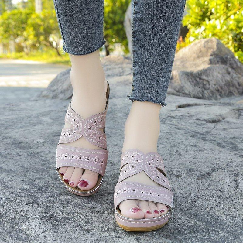 Women's Wedge Heel Fish Mouth Platform Large Size Shoes Multi-color Optional Embroidered Sandals Women