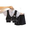 Summer 2026 Boys' Collared Striped Two-Piece Set with Double Zip Pockets