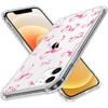 for iPhone 12 Mini Case Clear,TLT Pink Bow Transparent Soft Shockproof Protective Slim Thin Bumper Pattern Design Phone Case